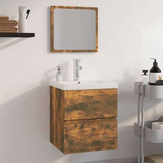 Berkfield Bathroom Furniture Set Smoked Oak Engineered Wood