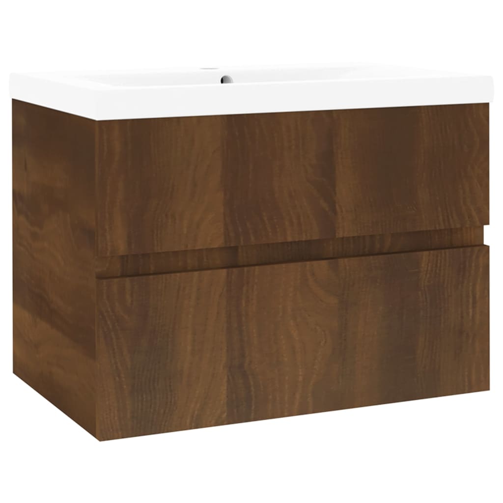 Berkfield Sink Cabinet with Built-in Basin Brown Oak Engineered Wood