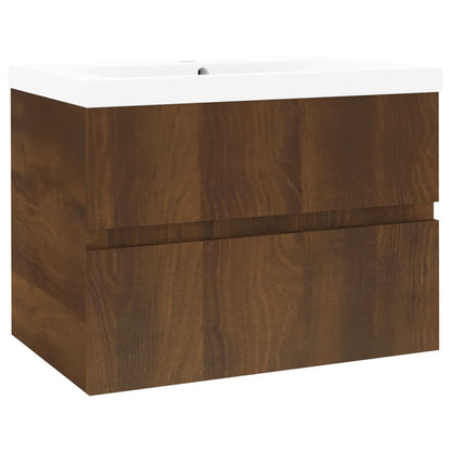 Berkfield Sink Cabinet with Built-in Basin Brown Oak Engineered Wood