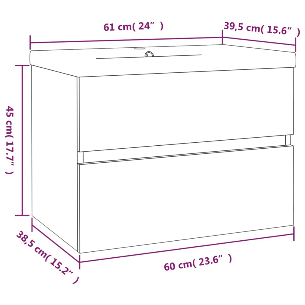 Berkfield Sink Cabinet with Built-in Basin Brown Oak Engineered Wood
