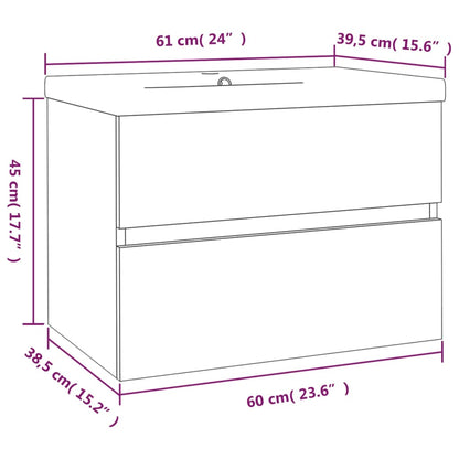 Berkfield Sink Cabinet with Built-in Basin Brown Oak Engineered Wood