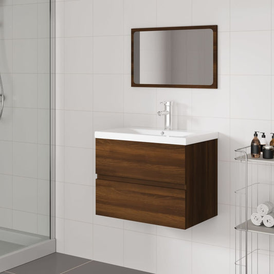 Berkfield Bathroom Furniture Set Brown Oak Engineered Wood