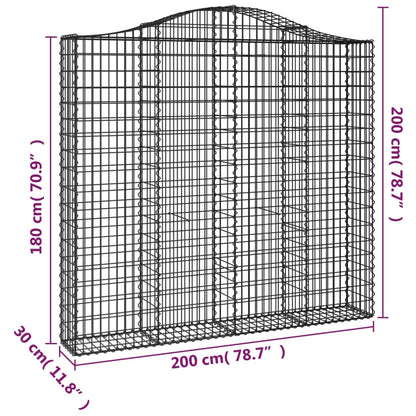 Berkfield Arched Gabion Basket 200x30x180/200 cm Galvanised Iron