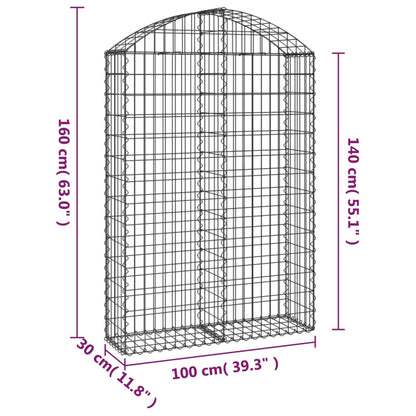 Berkfield Arched Gabion Basket 100x30x140/160 cm Galvanised Iron