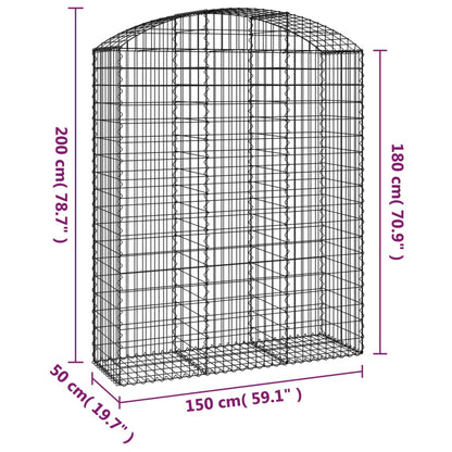 Berkfield Arched Gabion Basket 150x50x180/200 cm Galvanised Iron