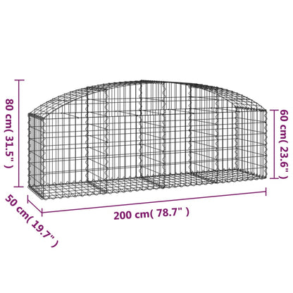 Berkfield Arched Gabion Basket 200x50x60/80 cm Galvanised Iron