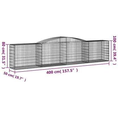 Berkfield Arched Gabion Basket 400x50x80/100 cm Galvanised Iron