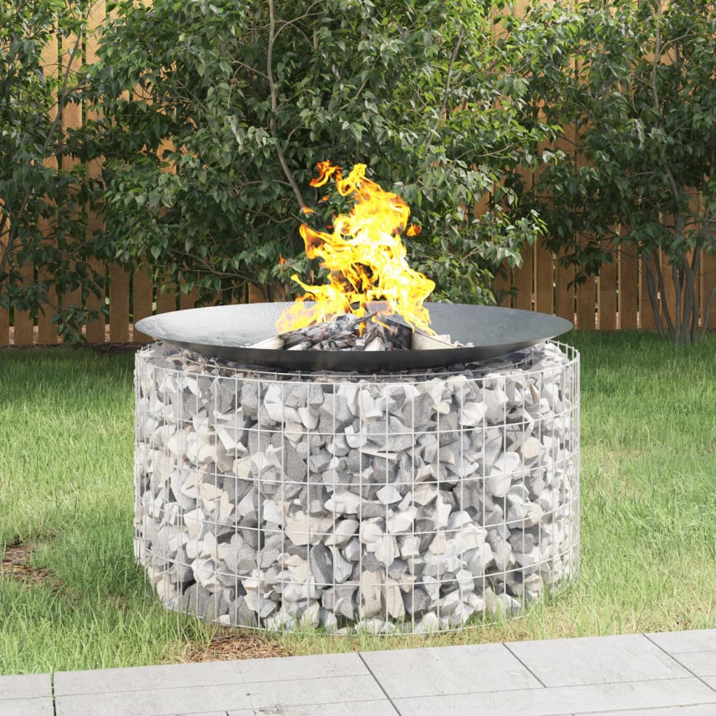 Berkfield Gabion Fire Pit �_�”�_ 100 cm Galvanised Iron