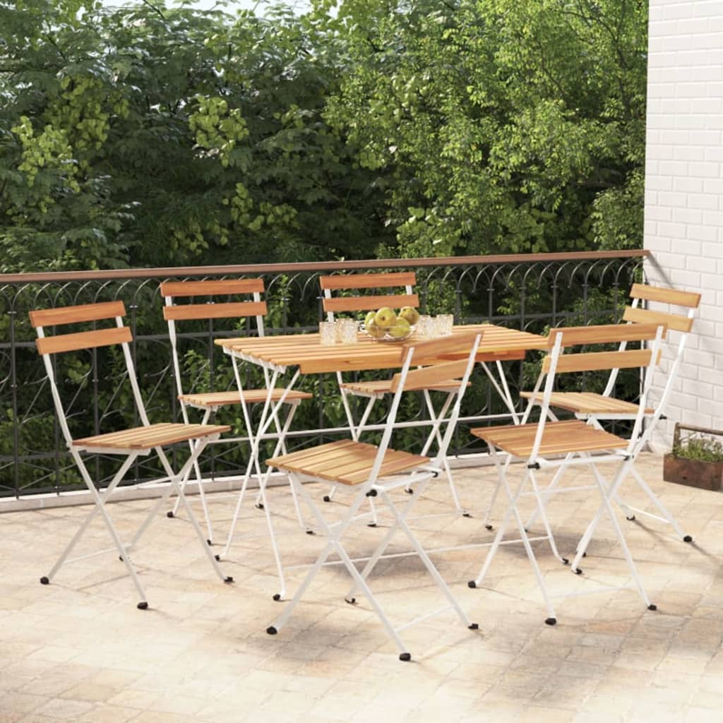 Berkfield 7 Piece Folding Bistro Set Solid Wood Acacia and Steel