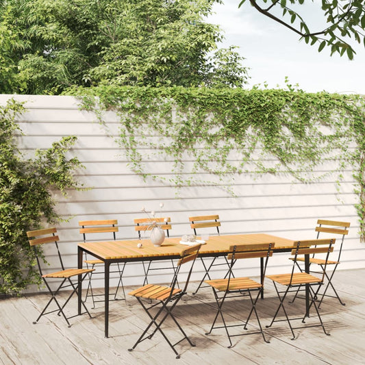 Berkfield Folding Garden Chairs 8 pcs Steel and Solid Wood Acacia