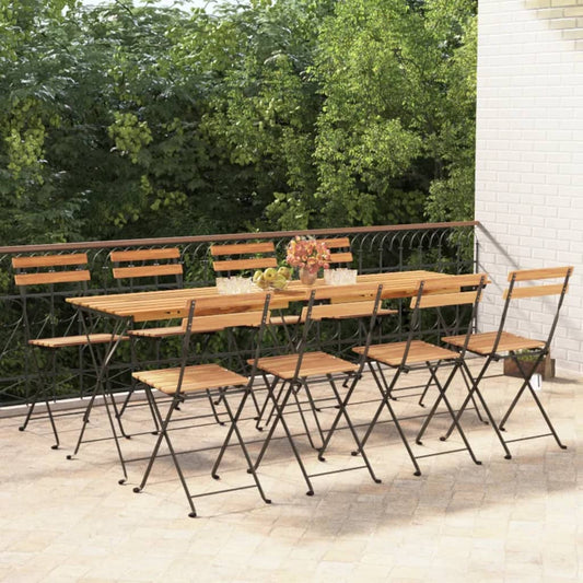Berkfield Folding Bistro Chairs 8 pcs Solid Wood Teak and Steel