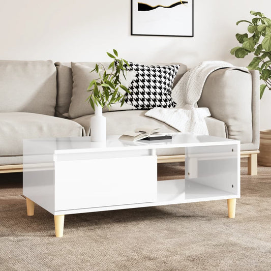 Berkfield Coffee Table High Gloss White 90x50x36.5 cm Engineered Wood