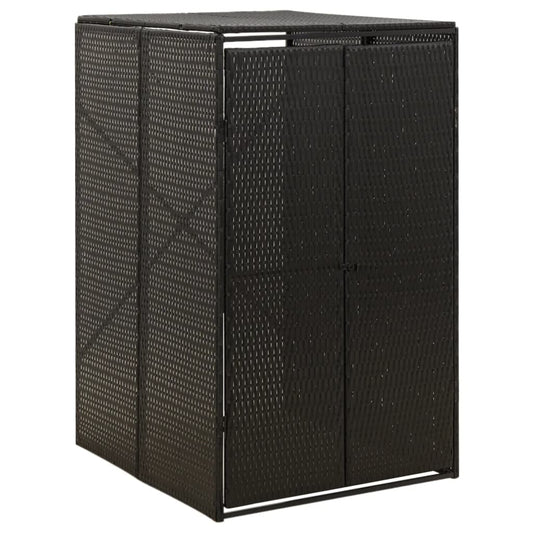 Berkfield Single Wheelie Bin Shed Black 70x80x117 cm Poly Rattan
