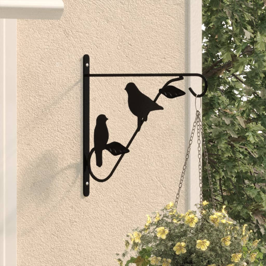 Berkfield Hanging Basket Brackets 4 pcs Black Steel