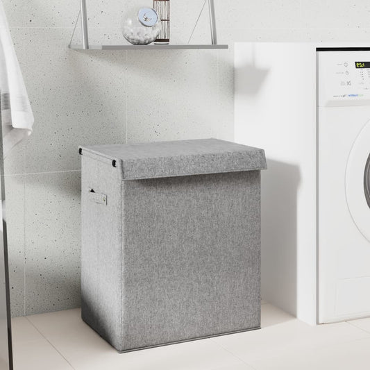 Berkfield Foldable Laundry Hamper Grey 51x34.5x59 cm Faux Linen Fabric