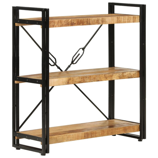 Berkfield 3-Tier Bookcase 77x30x80 cm Solid Wood Mango and Iron