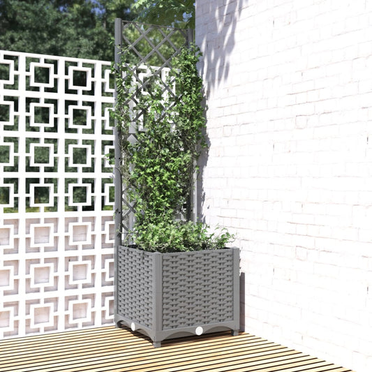 Berkfield Garden Planter with Trellis Light Grey 40x40x136 cm PP