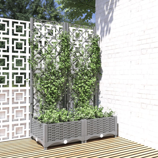 Berkfield Garden Planter with Trellis Light Grey 80x40x121.5 cm PP