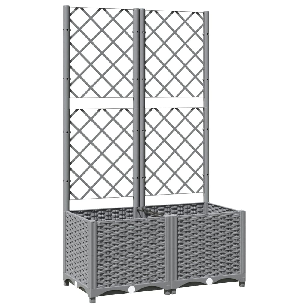 Berkfield Garden Planter with Trellis Light Grey 80x40x136 cm PP