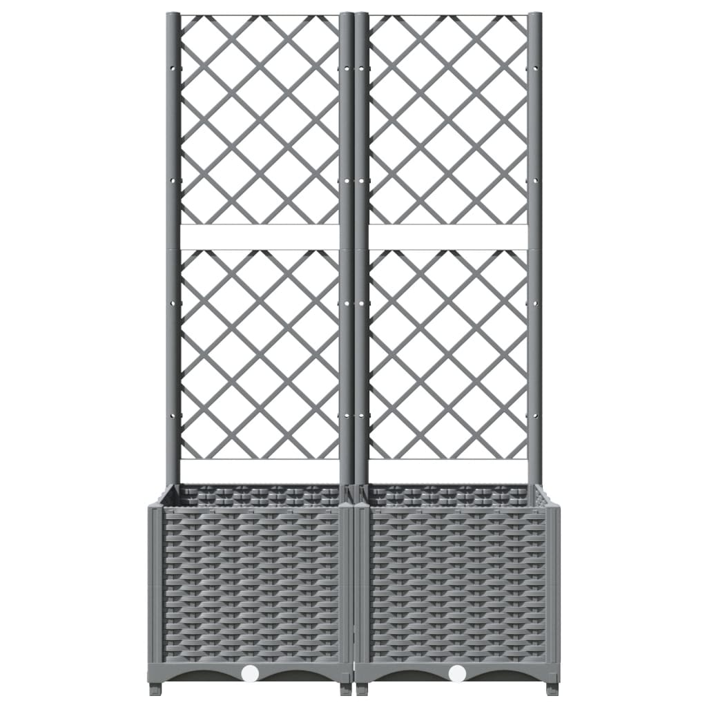 Berkfield Garden Planter with Trellis Light Grey 80x40x136 cm PP