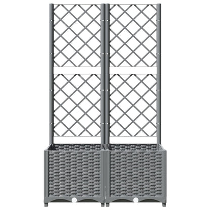 Berkfield Garden Planter with Trellis Light Grey 80x40x136 cm PP