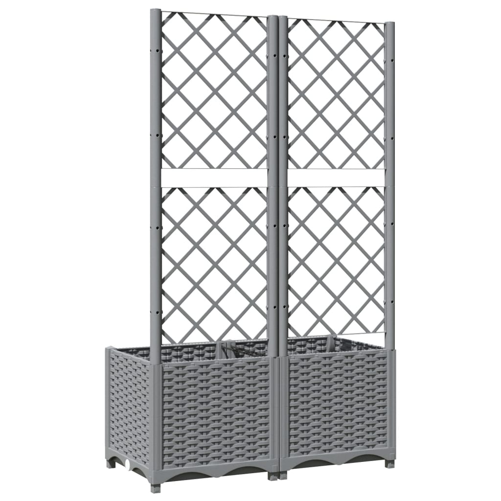 Berkfield Garden Planter with Trellis Light Grey 80x40x136 cm PP