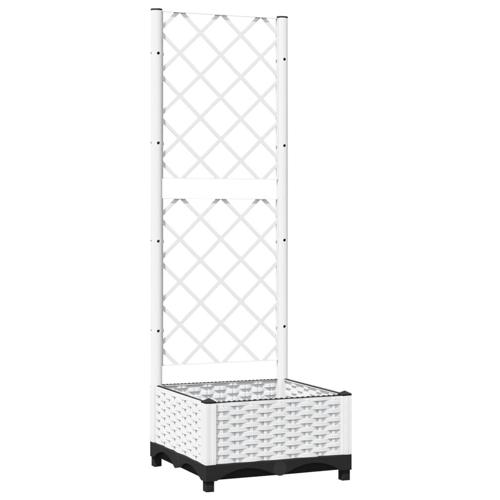 Berkfield Garden Planter with Trellis White 40x40x121.5 cm PP