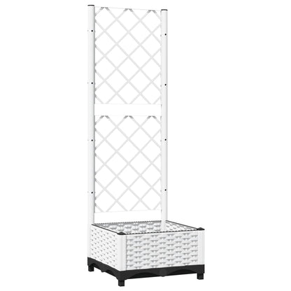 Berkfield Garden Planter with Trellis White 40x40x121.5 cm PP
