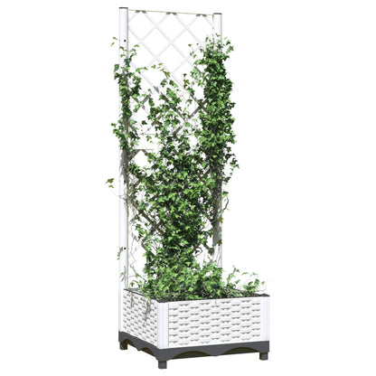 Berkfield Garden Planter with Trellis White 40x40x121.5 cm PP