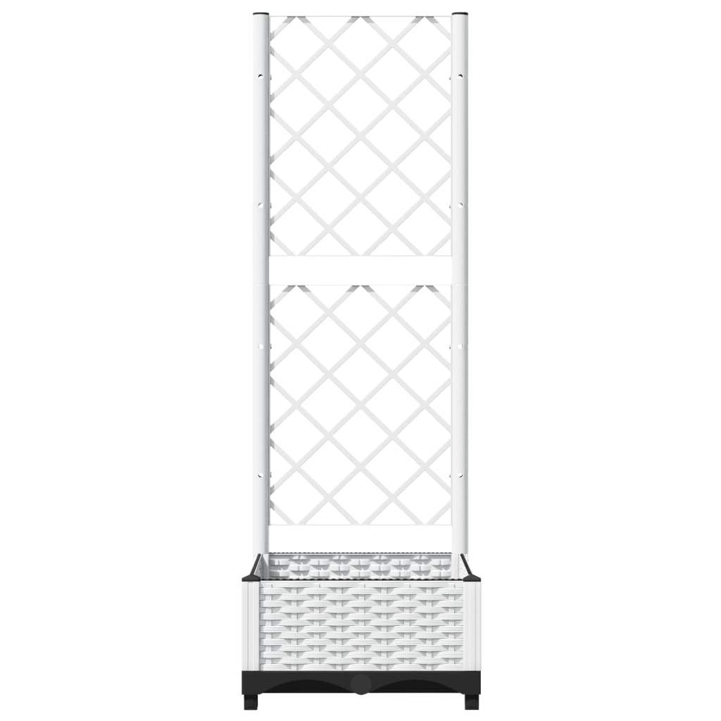 Berkfield Garden Planter with Trellis White 40x40x121.5 cm PP