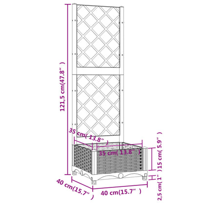 Berkfield Garden Planter with Trellis White 40x40x121.5 cm PP