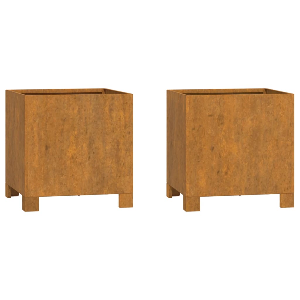 Berkfield Planters with Legs 2 pcs Rusty 32x30x33 cm Corten Steel