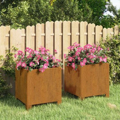 Berkfield Planters with Legs 2 pcs Rusty 32x30x33 cm Corten Steel