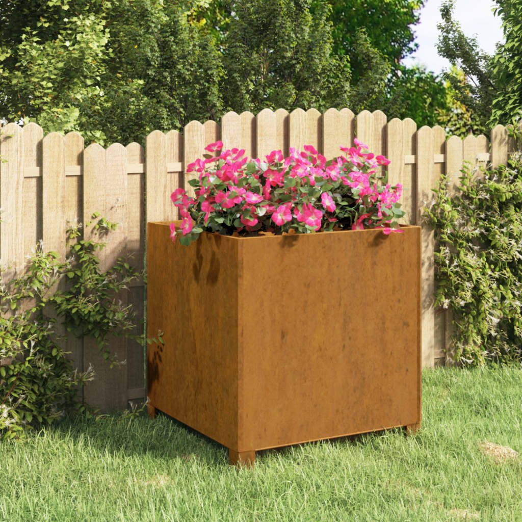 Berkfield Planter with Legs Rusty 49x47x50 cm Corten Steel
