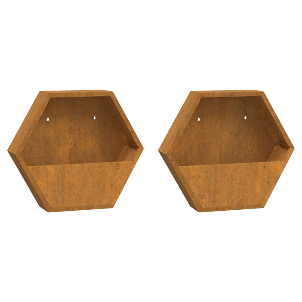 Berkfield Wall Planters 2 pcs Rusty Corten Steel 46x10x40 cm