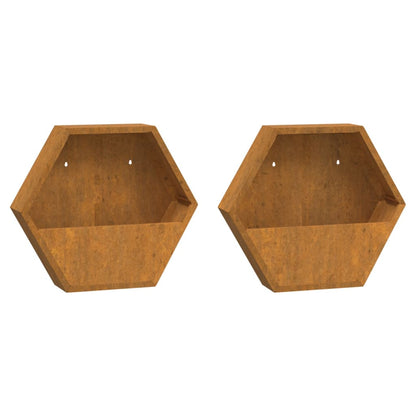 Berkfield Wall Planters 2 pcs Rusty Corten Steel 46x10x40 cm