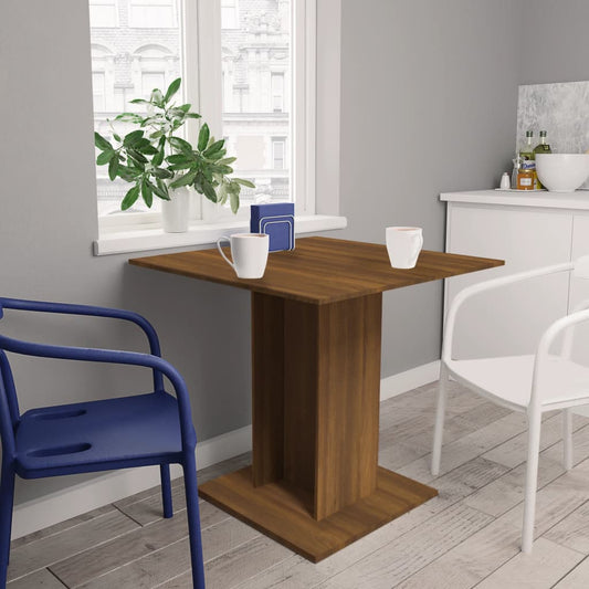 Berkfield Dining Table Brown Oak 80x80x75 cm Engineered Wood
