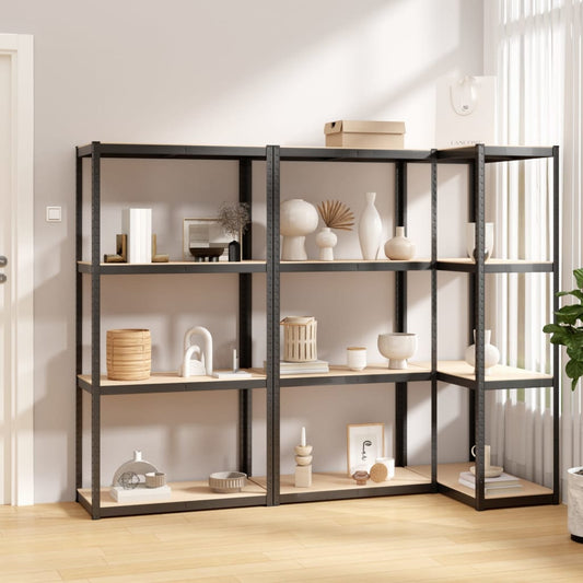 Berkfield 4-Layer Shelves 3 pcs Anthracite Steel&Engineered Wood
