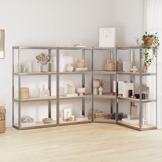 Berkfield 4-Layer Shelves 4 pcs Silver Steel&Engineered Wood