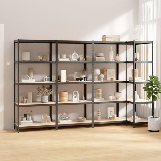 Berkfield 5-Layer Shelves 4 pcs Anthracite Steel&Engineered Wood