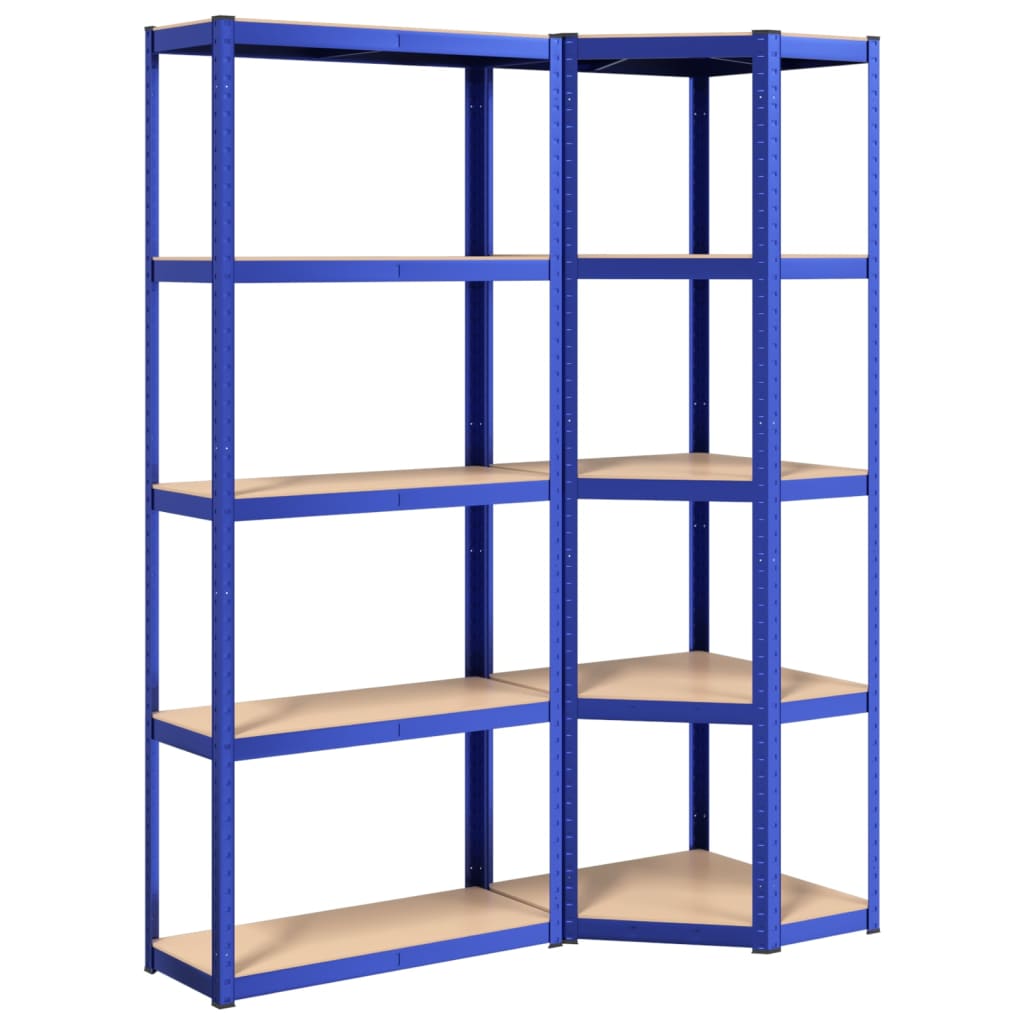 Berkfield 5-Layer Shelves 2 pcs Blue Steel&Engineered Wood