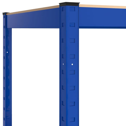 Berkfield 5-Layer Shelves 2 pcs Blue Steel&Engineered Wood