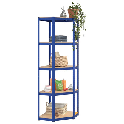 Berkfield 5-Layer Shelves 2 pcs Blue Steel&Engineered Wood