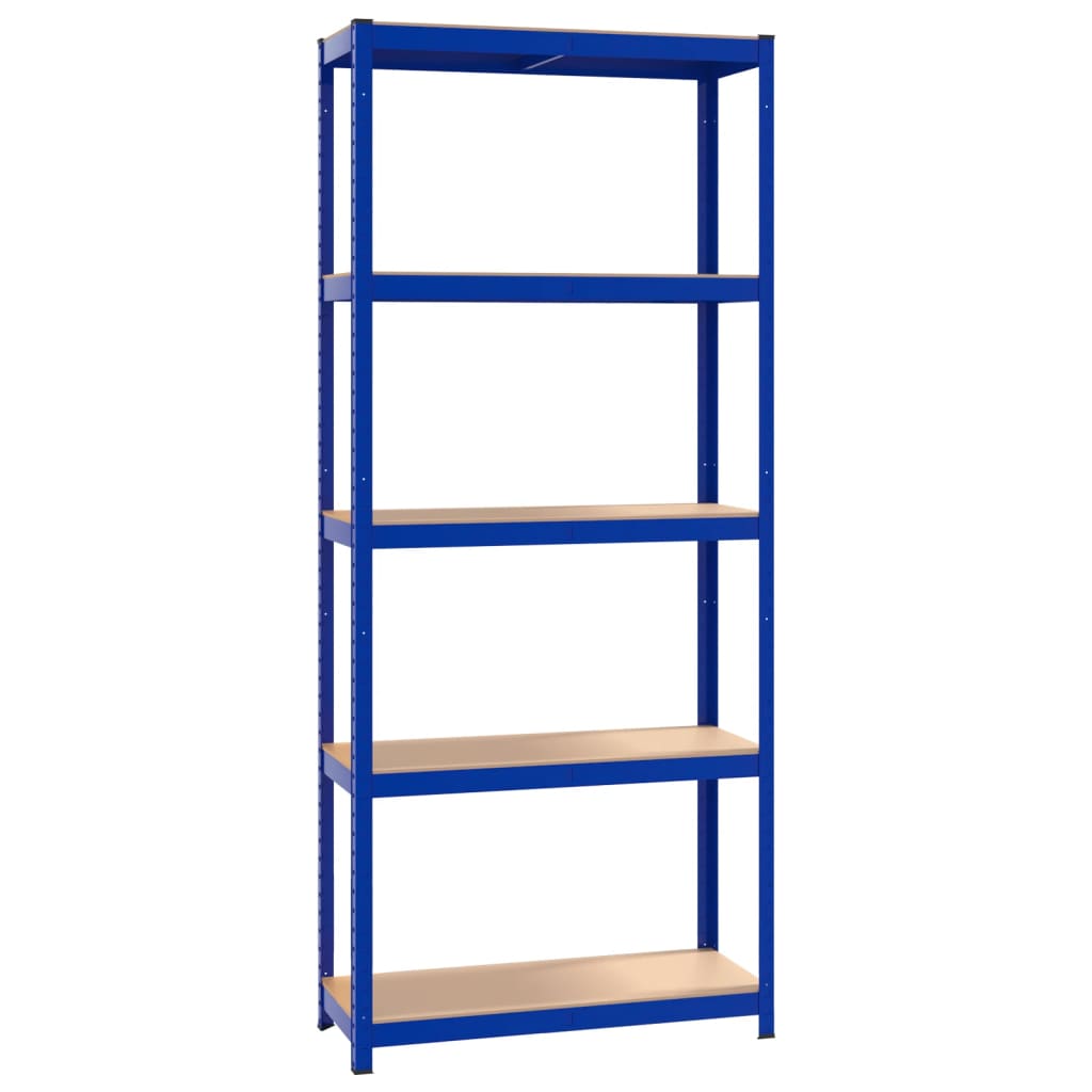 Berkfield 5-Layer Shelves 2 pcs Blue Steel&Engineered Wood