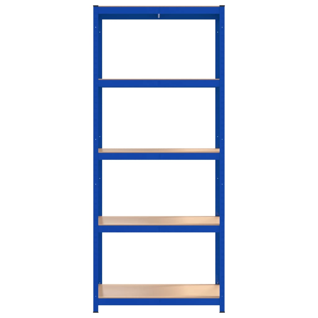 Berkfield 5-Layer Shelves 2 pcs Blue Steel&Engineered Wood