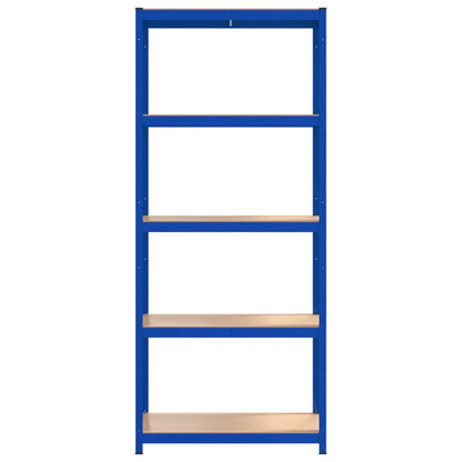 Berkfield 5-Layer Shelves 2 pcs Blue Steel&Engineered Wood