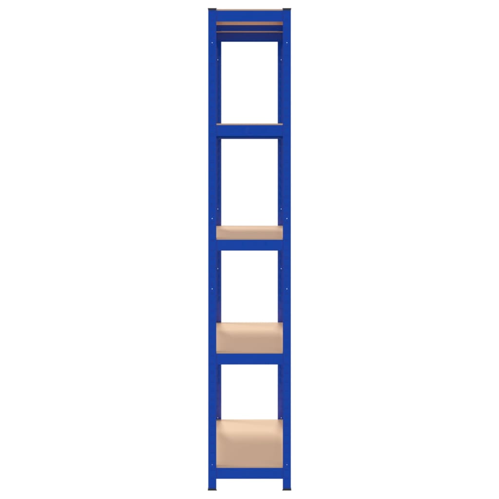 Berkfield 5-Layer Shelves 2 pcs Blue Steel&Engineered Wood