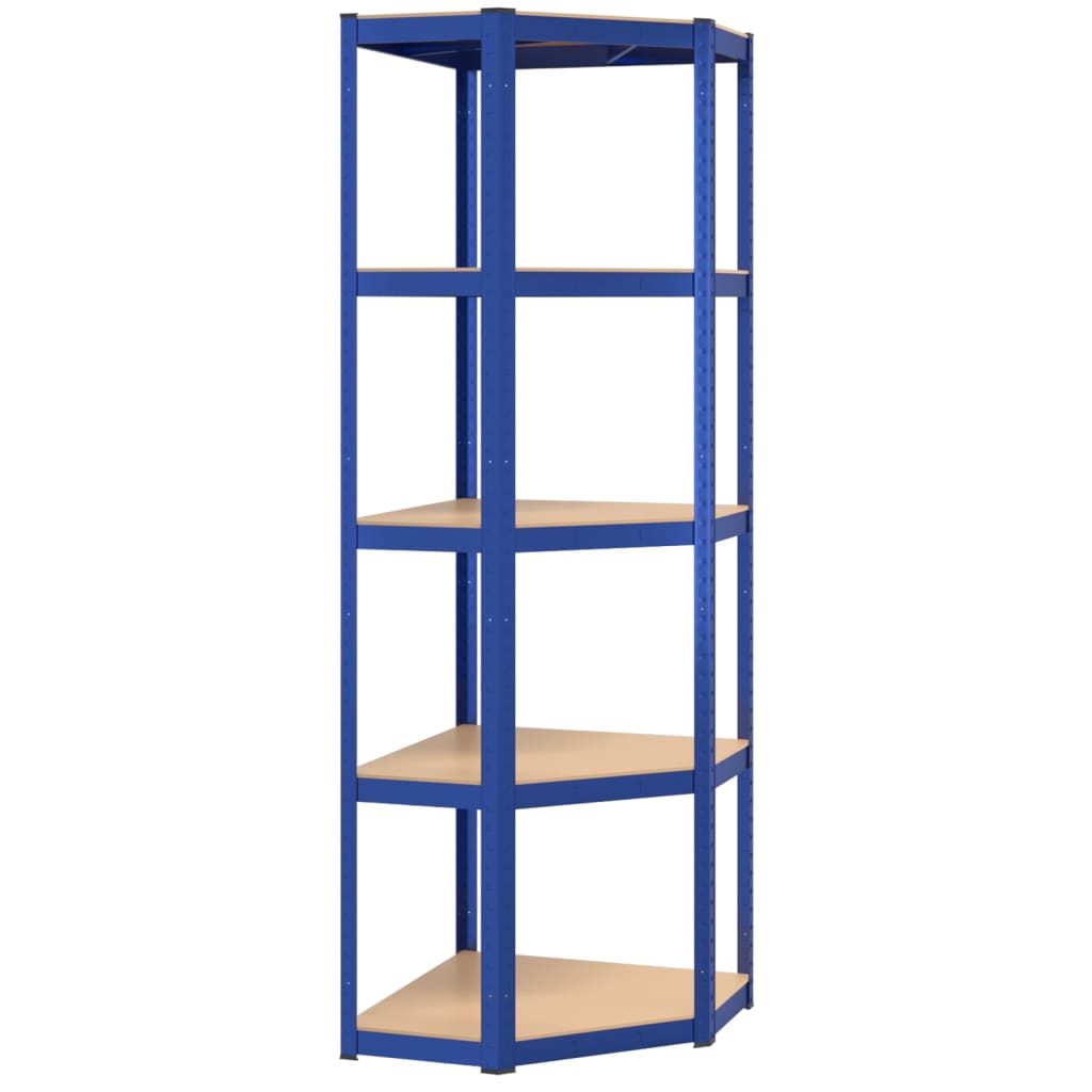 Berkfield 5-Layer Shelves 2 pcs Blue Steel&Engineered Wood