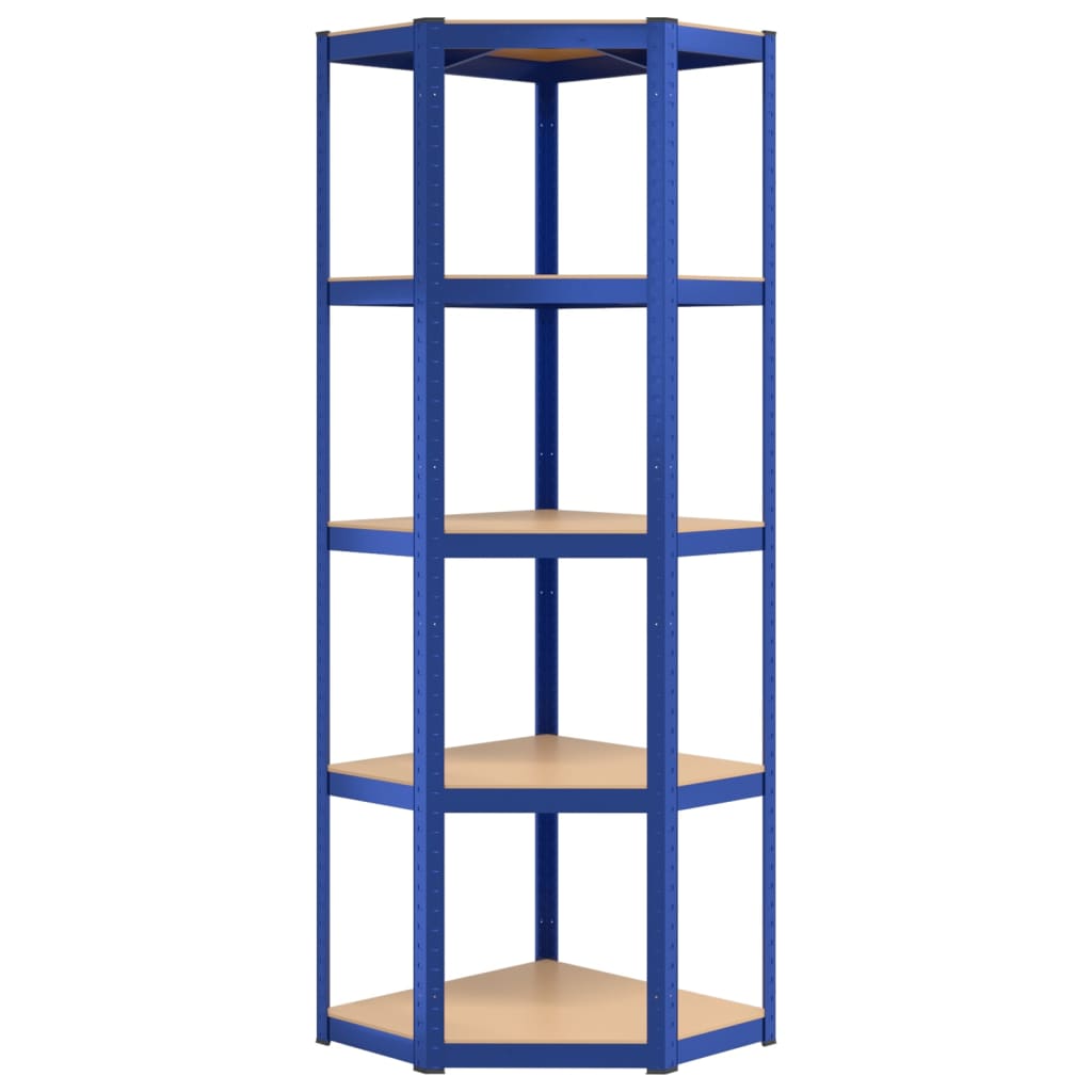 Berkfield 5-Layer Shelves 2 pcs Blue Steel&Engineered Wood