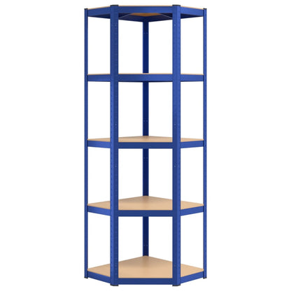Berkfield 5-Layer Shelves 2 pcs Blue Steel&Engineered Wood